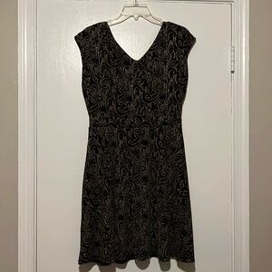 NWT NY Collection Petite Metallic Printed Fit Flare Dress